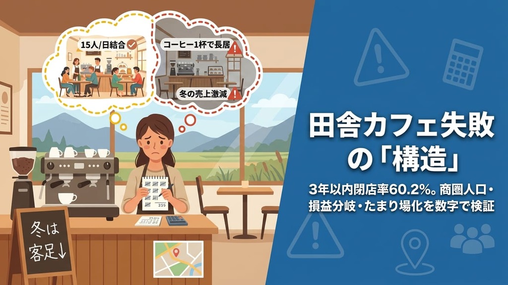 田舎カフェ開業で失敗する人の共通点10選——閉店率データと"やるべきか"判断チェックリスト