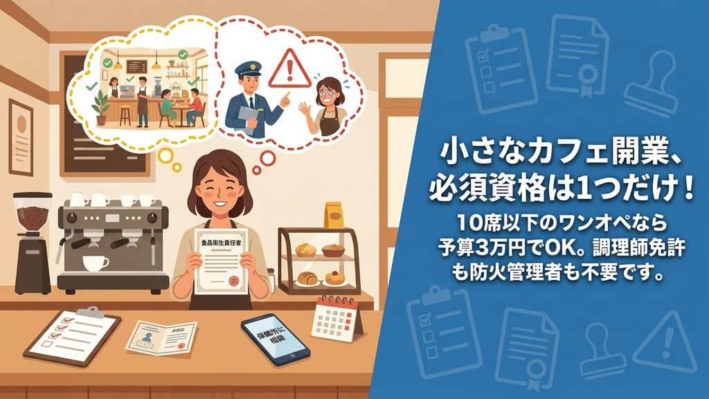 小さなカフェ開業に必要な資格は1つだけ｜不要な資格4つと取得費用3万円の全手順を解説
