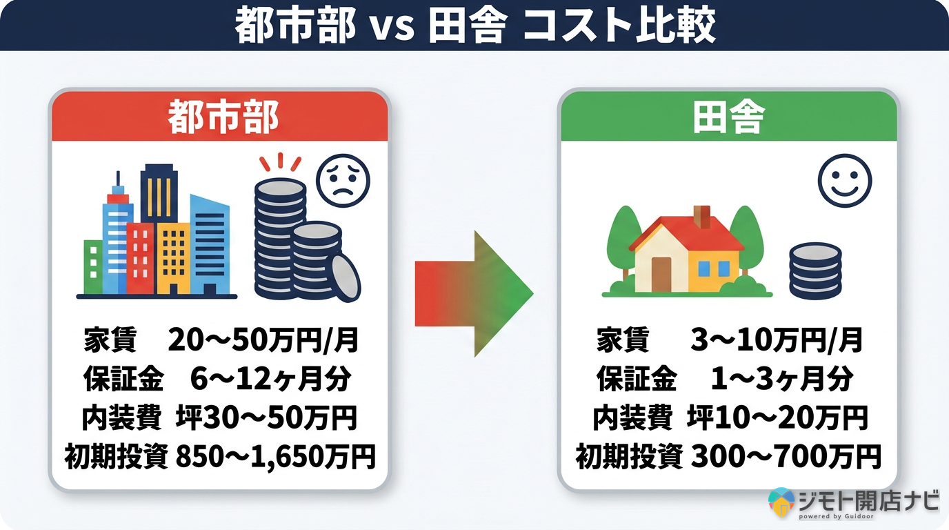 都市部vs田舎 コスト比較