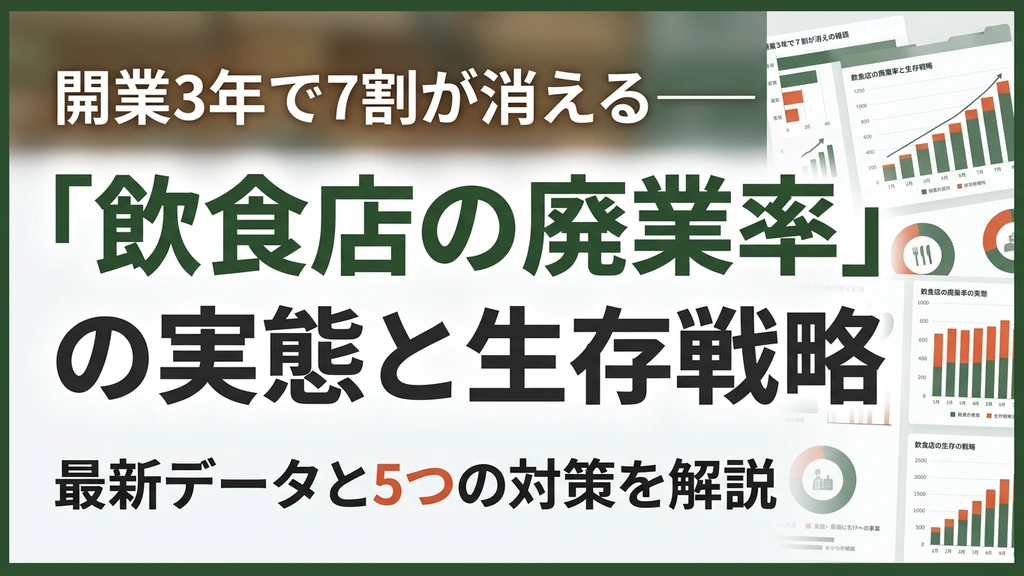 飲食店の廃業率データと生き残る対策をまとめた記事のアイキャッチ