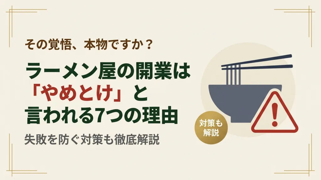 ラーメン屋の開業は「やめとけ」と言われる7つの理由｜失敗を防ぐ対策も解説